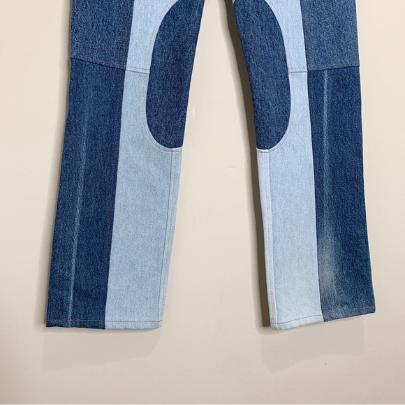 NEW EB Denim Kendall Riding Jeans (Sz L) Straight Leg Color Block Patchwork - Picture 8 of 16